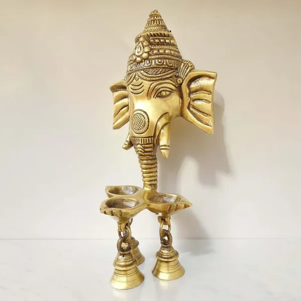 Lord_Ganesha_Face_Three_Wicks_Oil_Hanging_Lamp_With_3_Bells