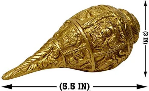 Heavy_Metal_Brass_Ganesha_On_Shankh_(Golden_1_Kg)