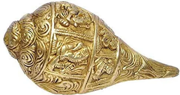 Heavy_Metal_Brass_Ganesha_On_Shankh_(Golden_1_Kg)