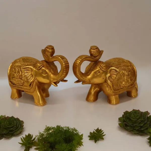 Pair_Of_Brass_Antique_Finish_Gaj_Laxmi_Elephant_Decorative_Showpiece_4_Inch