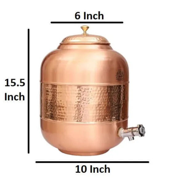 Royalstuffs_Copper_Water_Dispenser_With_Hammered_Design_For_Storage_&_Serving_Water_Volume12_Liters_Copper_Drinkware_Tank