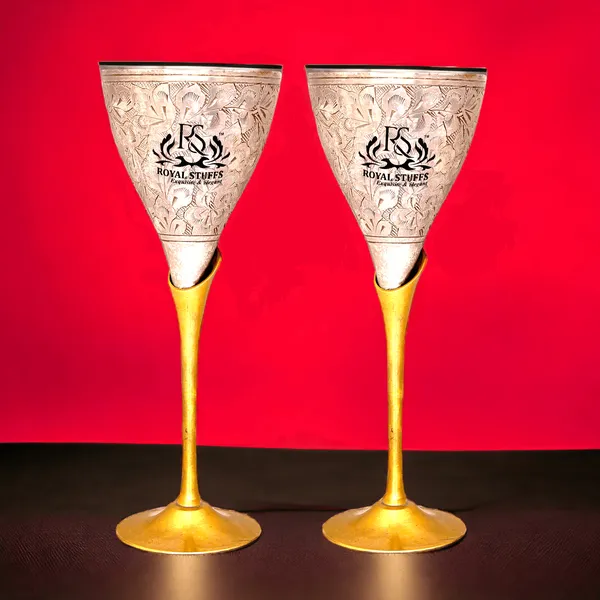 Set_Of_2_Royal_Brass_Wine_Glass_Drink_Ware_For_Home_Clubs_(Silver_And_Golden)