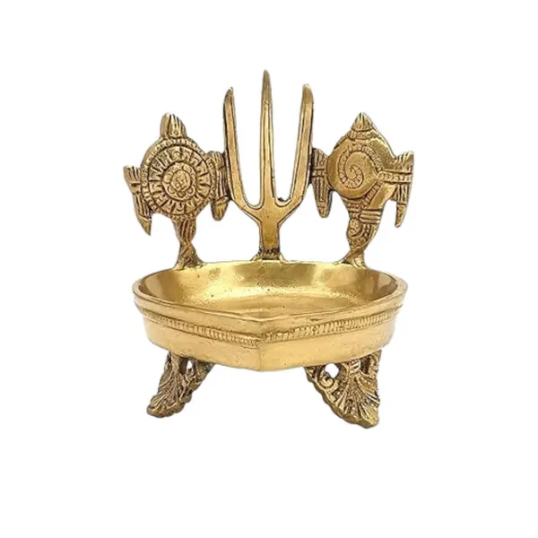 Shanku_Chakra_Namah_Deepam_Brass/Diyas_Height_5_Inches_High_Quality_&_Kuber_DepamHeavy_Brass_Diya_For_Diwali_Pooja_Lamps/Diya/VilakkuWeight800_Gram