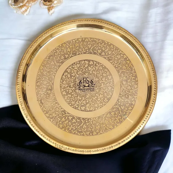 Small_Handmade_Pure_Brass_Plate_8_Inch_Dish_Embossed_Design_Round_Shape_Plate