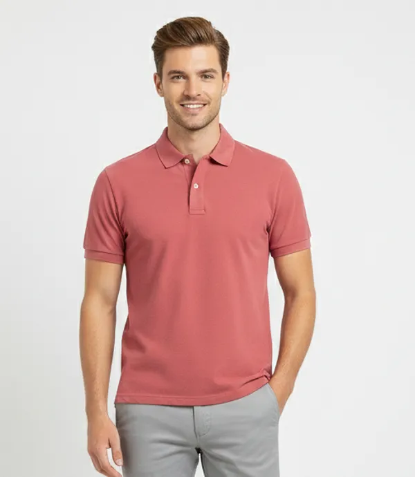 Baby_Red_Cotton_Mat_Polo_T-shirt_For_Men