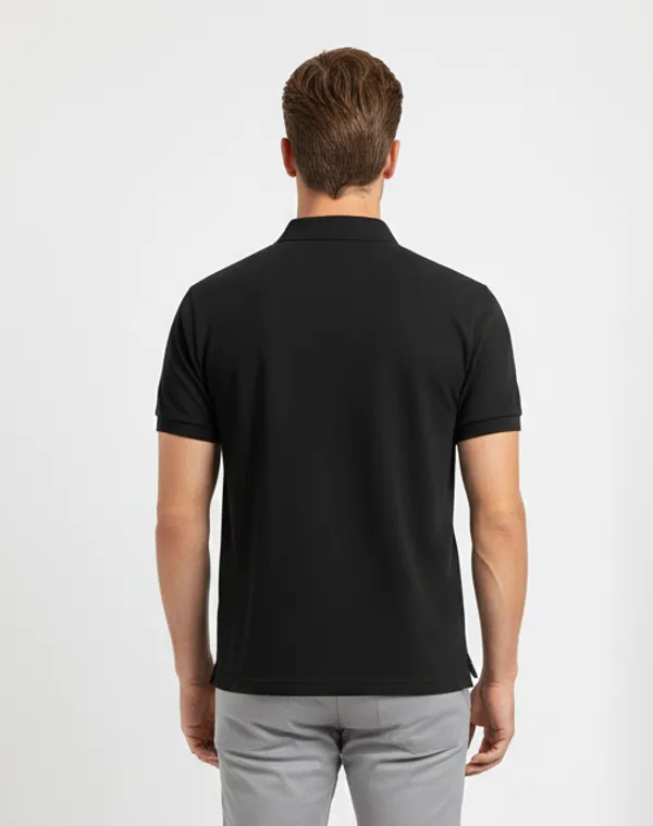 Black_Cotton_Mat_Polo_T-shirt_For_Men