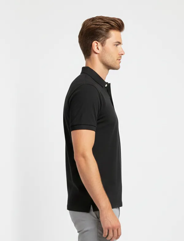 Black_Cotton_Mat_Polo_T-shirt_For_Men