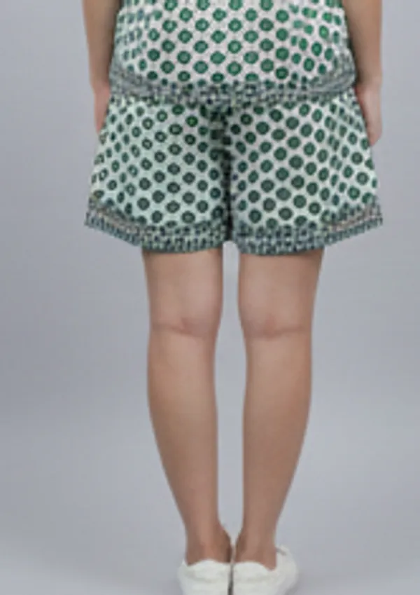 Green_Cotton_Poplin_Shorts_For_Women