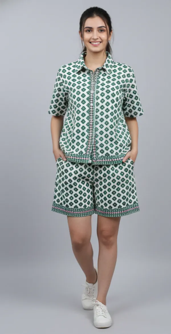 Green_Cotton_Poplin_Night_Suit_For_Women