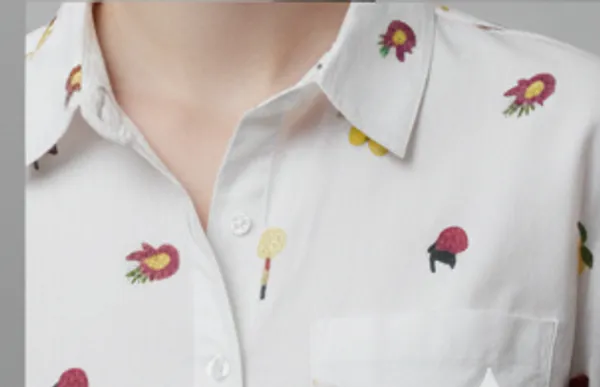 White_&_Embroidery_Cotton_Poplin_Shirt_For_Women