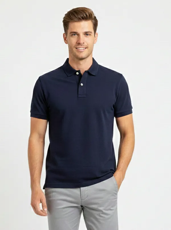 Blue_Cotton_Mat_Polo_T-shirt_For_Men