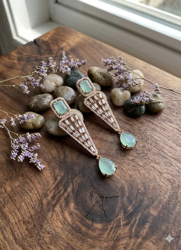 Aqua_Marine_Dual_Tone_Dangler_Earrings_For_Women