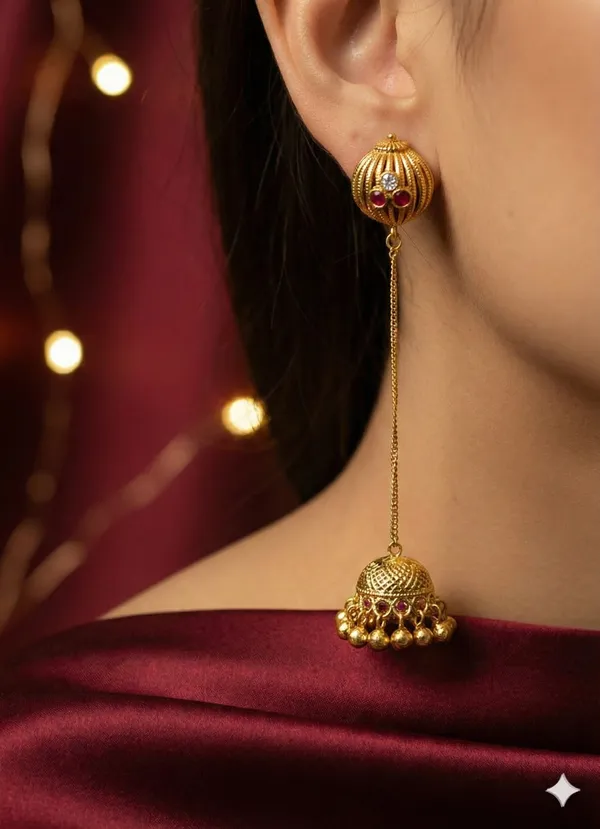 Gold_Single_Line_Kashmiri_Jhumka_For_Women