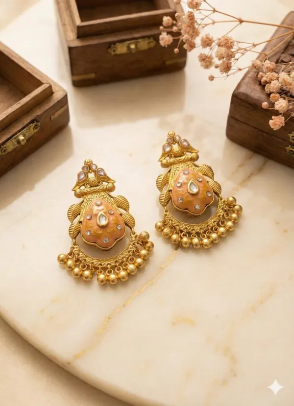 Peach_Mahima_Hand_Painted_Jhumka