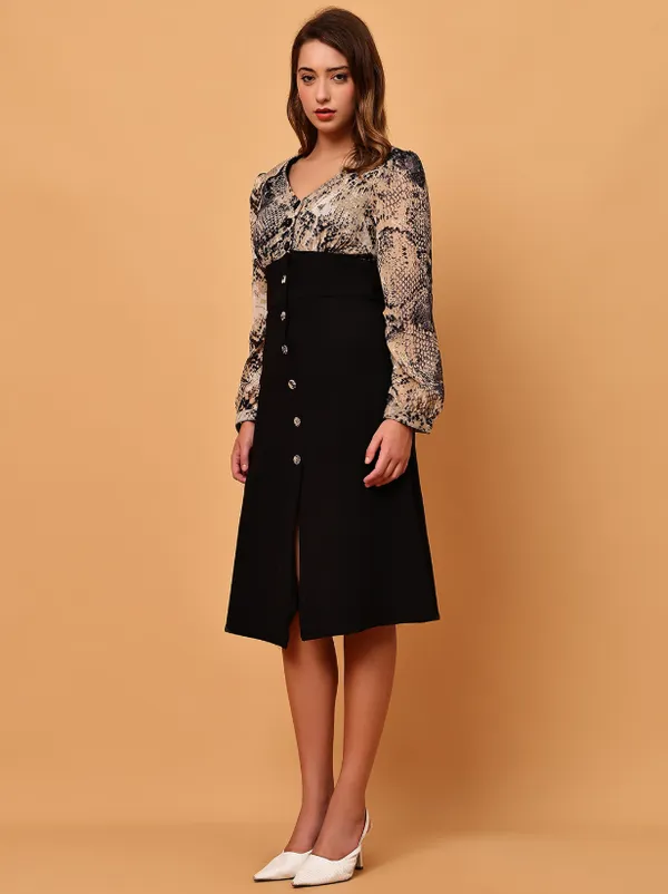 Black_Snake_Printed__Georgette_&_Valentino_Dress_For_Women