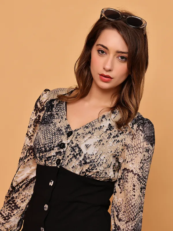Black_Snake_Printed__Georgette_&_Valentino_Dress_For_Women