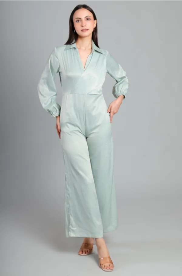 Sea_Green_Dobby_Silk_Jumpsuit_For_Women