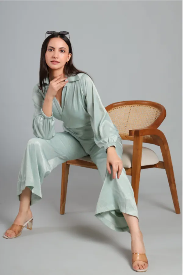 Sea_Green_Dobby_Silk_Jumpsuit_For_Women