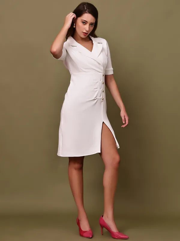 White_Banana_Crepe_Dress_For_Women