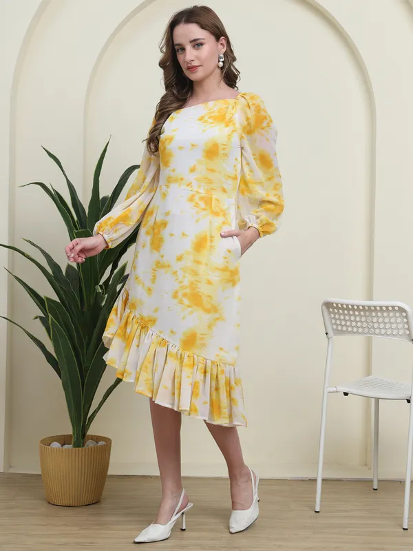 Yellow_Sunshine_Bloom_Tie_&_Dye_Georgette_Western_Dress_for_Women
