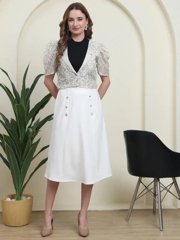 White_Ivory_Blossom_Lace_Jacket_&_Valentino_Skirt_Co-ord_Set_For_Women
