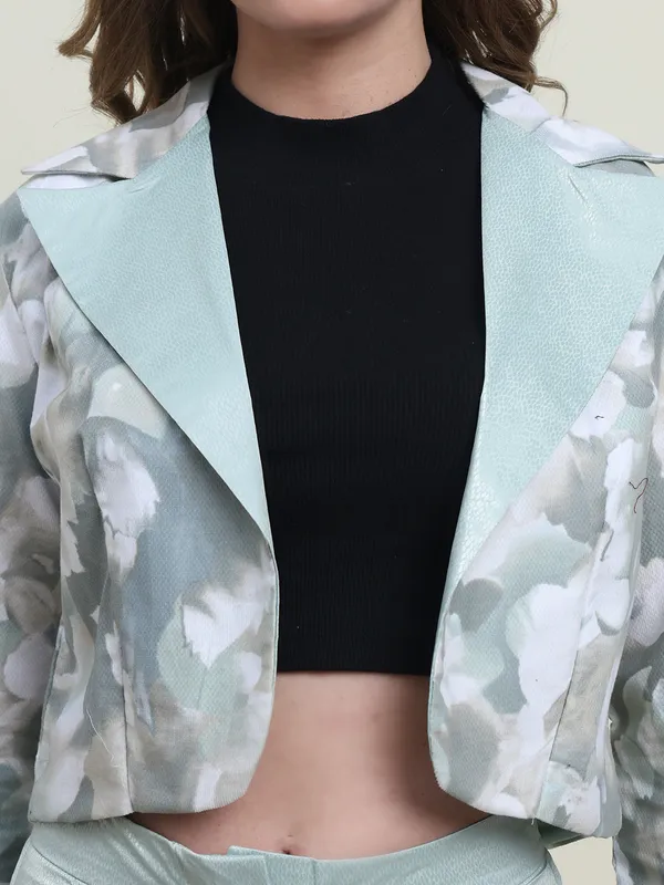 Green_Mint_Aura_Dobby_Silk_Co-ord_Set_with_Printed_Cotrise_Blazer._For_Women