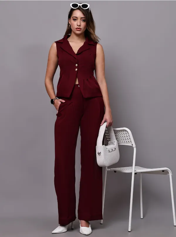 Maroon_Banana_Crepe_Co-Ords_For_Women