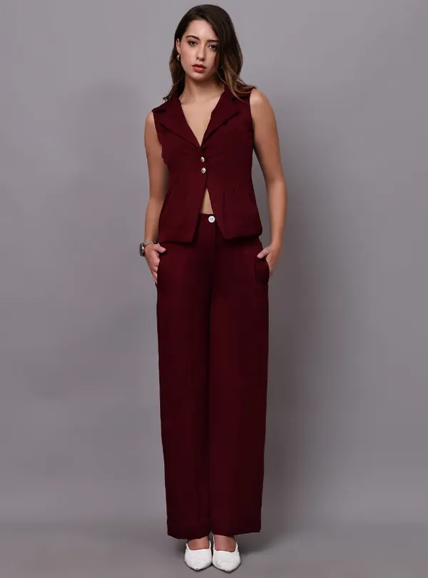 Maroon_Banana_Crepe_Co-Ords_For_Women