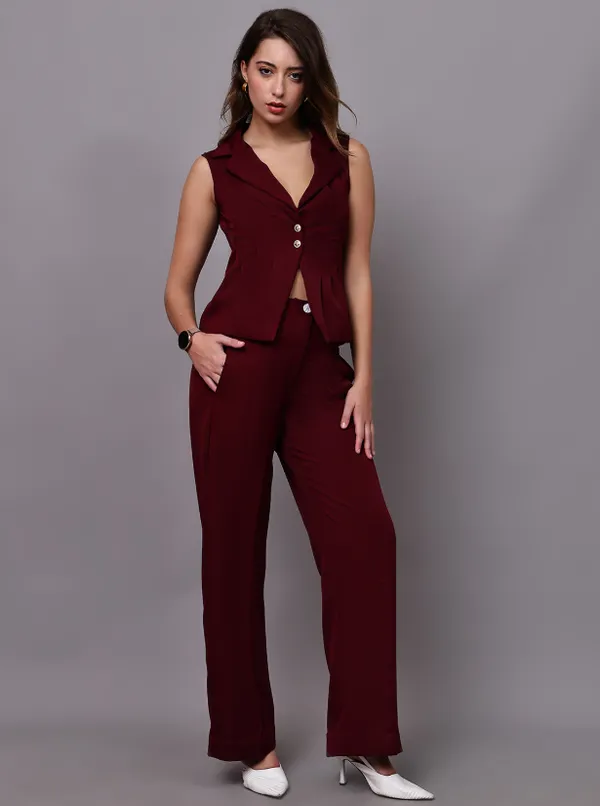 Maroon_Banana_Crepe_Co-Ords_For_Women