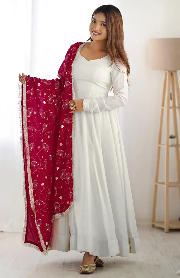 Solid_Anarkali_Gown_With_Embroidered_Dupatta