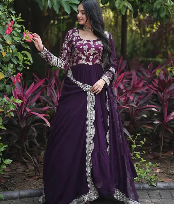 Woven_Embroidered_Georgette_Art_Silk_Stitched_Anarkali_Gown
