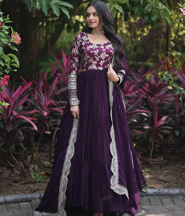 Woven_Embroidered_Georgette_Art_Silk_Stitched_Anarkali_Gown