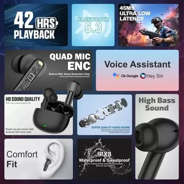 151_Pro_2_Bluetooth_Earbuds_|_40_Hr_Play_Time_|_Built_In_Enc_Mic_|_Light_Weight_|_Ipx_Water_Resistant_+_Anc_Noise_Cancellation