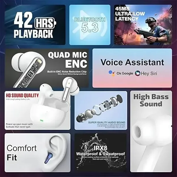 151_Pro_2_Bluetooth_Earbuds_|_40_Hr_Play_Time_|_Built_In_Enc_Mic_|_Light_Weight_|_Ipx_Water_Resistant_+_Anc_Noise_Cancellation