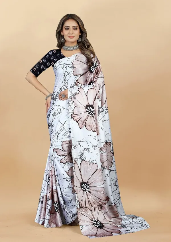 White_Digital_Printed_Satin_Silk_Saree_For_Women
