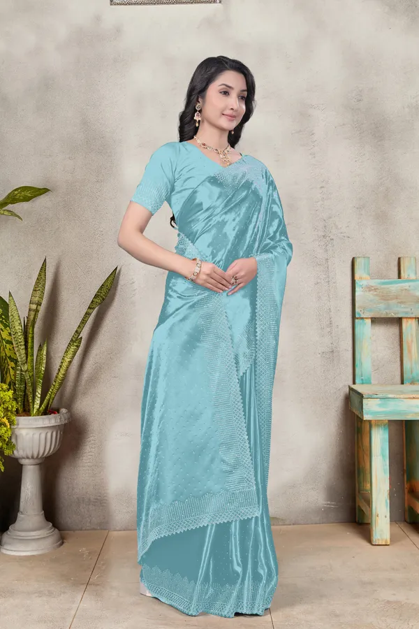 Exclusive_Designer_Pure_Satin_Silk_Cut_Work_Siroski_border_work_saree_and_Siroski_work_matching_blouse