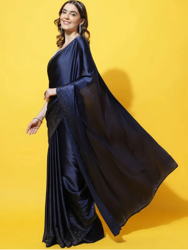 Navy_Blue_Satin_Slub_Silk_With_Cut_Work_Saree_For_Women