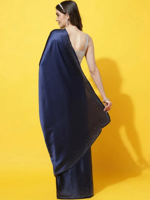 Navy_Blue_Satin_Slub_Silk_With_Cut_Work_Saree_For_Women