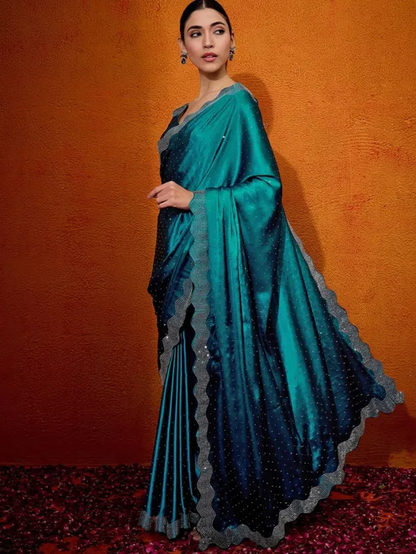 Blue_Satin_Silk_Saree_For_Women