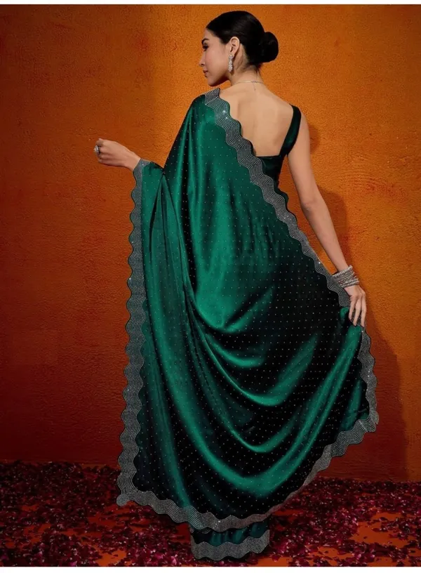 Green_Satin_Silk_Saree_For_Women