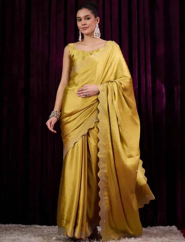 Yellow_Satin_Silk_Saree_For_Women