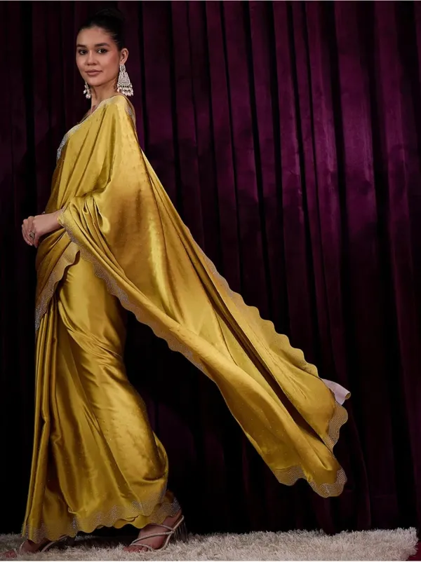 Yellow_Satin_Silk_Saree_For_Women