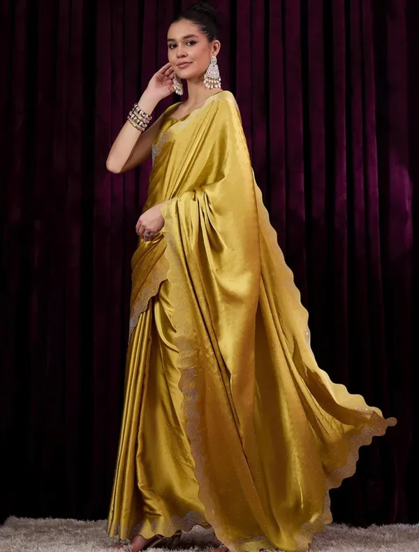 Yellow_Satin_Silk_Saree_For_Women
