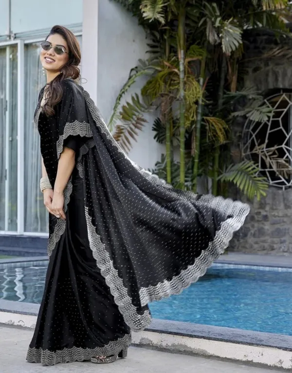 Black_Heavy_Satin_Silk_Saree_For_Women