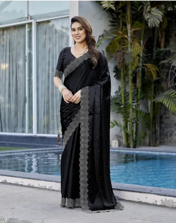 Black_Heavy_Satin_Silk_Saree_For_Women
