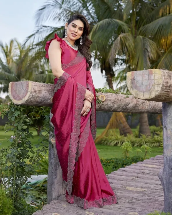 Red_Heavy_Satin_Silk_Saree_For_Women