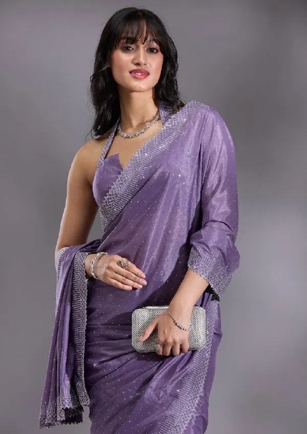 Lavendar_Heavy_Satin_Silk_Saree_For_Women