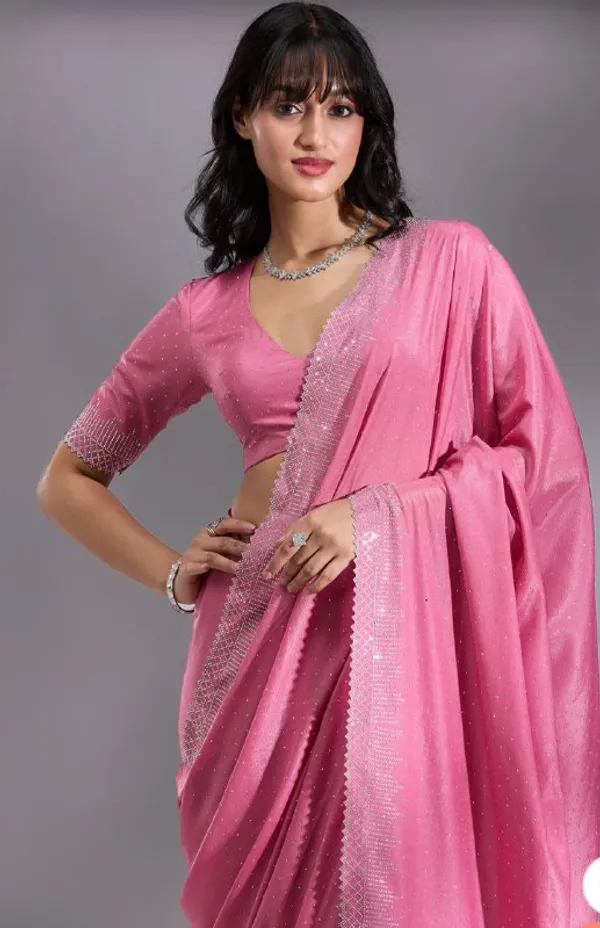 Pink_Heavy_Satin_Silk_Saree_For_Women