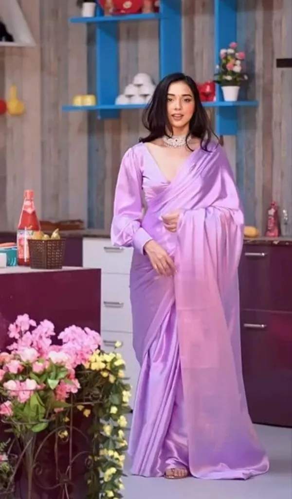 Lavender_Plain_Satin_Silk_Saree_For_Women