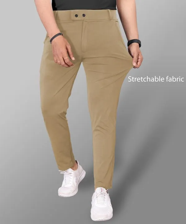 Khaki_Premium_Cotton_Blend_Casual_Trousers_For_Men